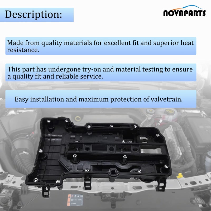 NOVAPARTS Engine Valve Cover with Gaskets & Bolts & Oil Filler Cap Set for 2011-2021 Chevrolet Chevy Cruze Sonic Volt Trax Buick Encore Cadillac ELR 1.4L 264-968 25203036 25198874 55573746 25198498 - Image 5